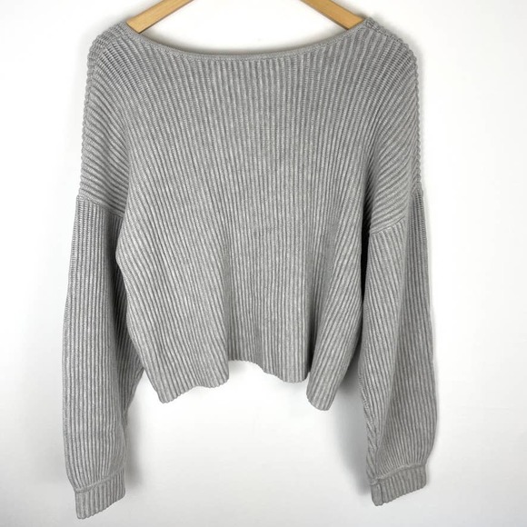 Lunya Cozy Cotton Silk Reversible Ribbed Pullover Sweater Mellow Grey Heather - Picture 10 of 15